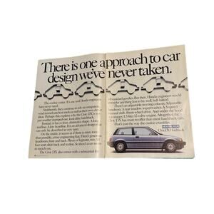 Honda Civic DX Hatchback 1986 Advertisement 2 Pg 5 Speed Manual Cookie Cutter